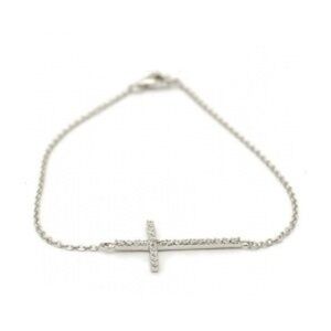 Sterling Silver Sideways Cross Bracelet